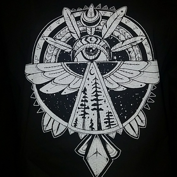 Too Fast Coven Spirit Tribal Bird All Seeing Eye Cape Jersey Top Long Sleeve - Picture 7 of 9